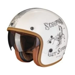 Scorpion Belfast Evo Pique Motorhelm -Motorfietsuitrustings Winkel scorpion belfast evo pique creme noir 7090
